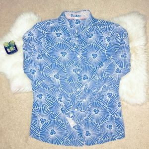 💋 Boden Blue Floral Button Down Size 10
